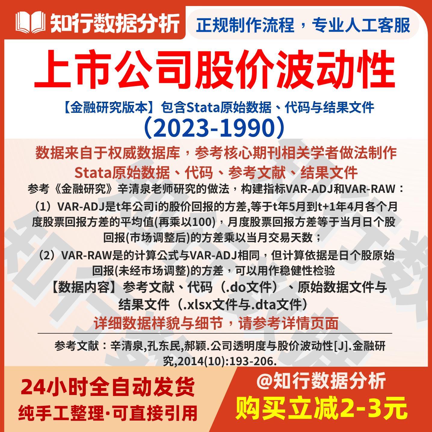 上市公司企业股价波动性2023-1990包括原始数据、计算代码与结果