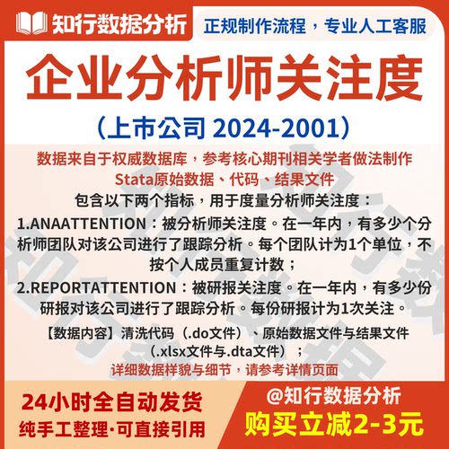 上市公司分析师关注度2024-2001包含原始、清洗代码与结果