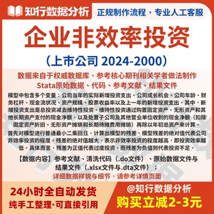 上市公司非效率投资数据2024-2000包含原始、清洗代码与结果
