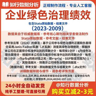 上市公司绿色治理绩效2023-2009包含Stata原始数据、代码与结果