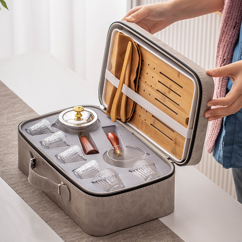 玻璃旅行茶具便捷式户外旅游泡茶器一壶六杯随身功夫茶杯露营装备,餐饮具,旅行茶具,淘宝优惠券,粉丝福利购,淘宝优惠卷