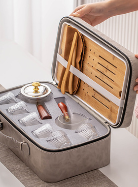 玻璃旅行茶具便捷式户外旅游泡茶器一壶六杯随身功夫茶杯露营装备