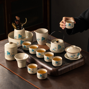 中式 家用高档泡茶壶器茶杯盖碗茶盘全套 汝窑2024新款 功夫茶具套装