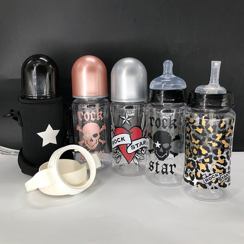 潮牌奶瓶rockstarbaby玻璃宽口径
