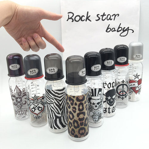 潮牌rockstarbaby标准口塑料奶瓶