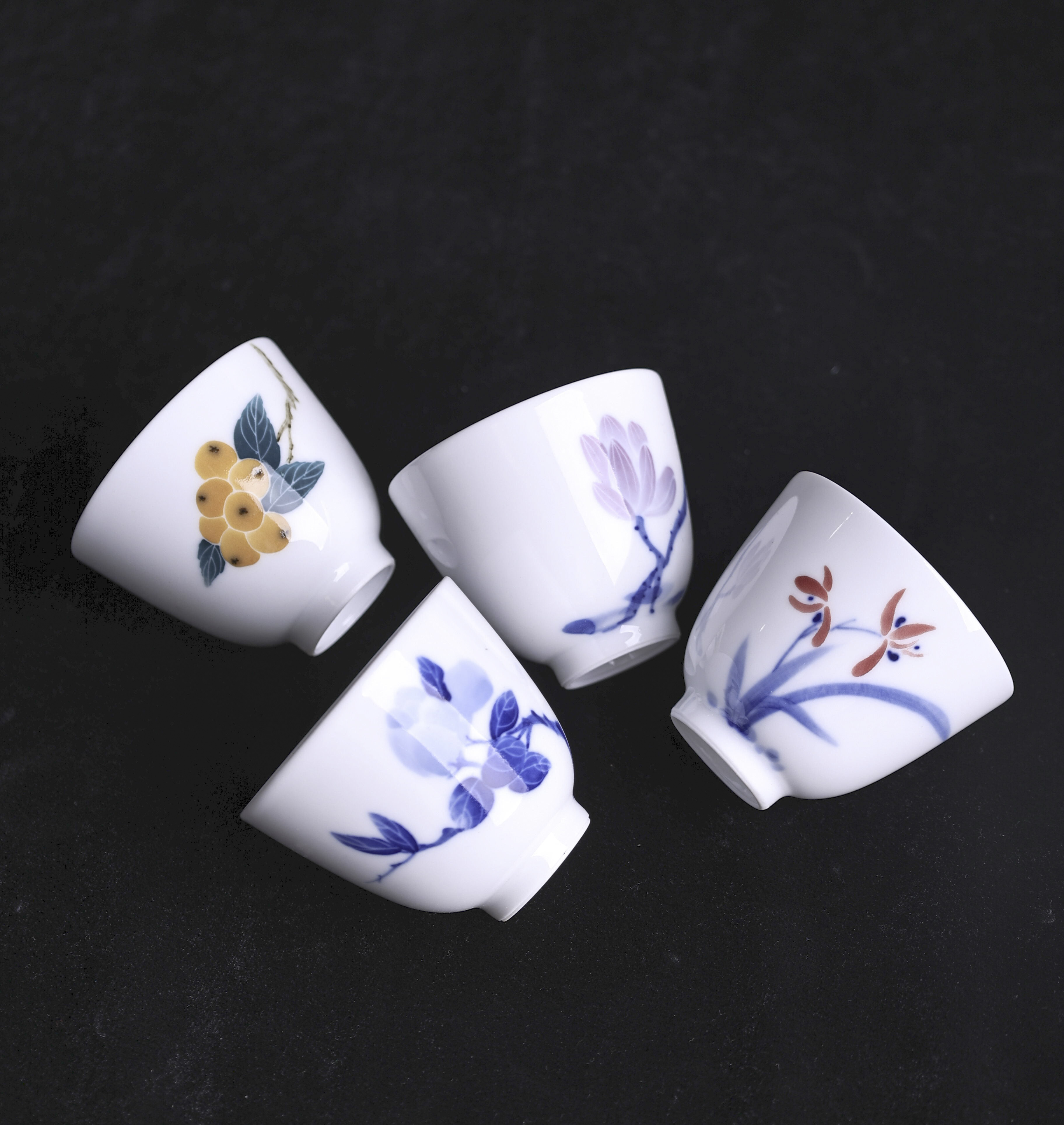 陶瓷手绘釉下彩闻香杯主人杯