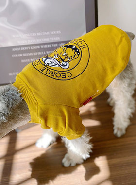 宠物小狗狗服装泰迪比熊雪纳瑞柴犬纯棉刺绣衣服潮牌破洞卫衣