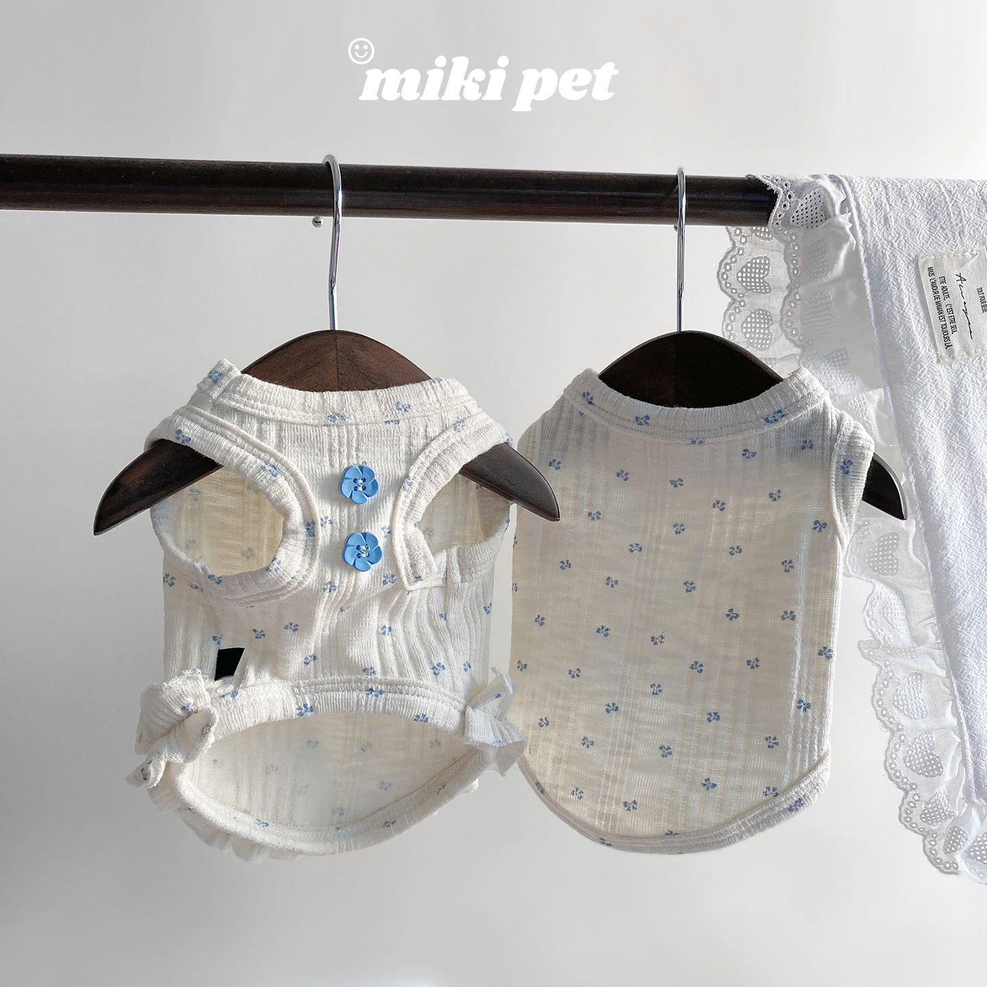 miki原创宠物BM风碎花背心
