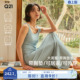 Q21大闺蜜带胸垫长裙春夏家居服莫代尔睡裙纯色休闲长裙可外穿