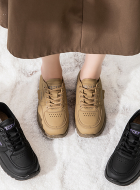 厚底面包鞋女2025新款黑色系带休闲运动鞋百搭平底鞋62M-08