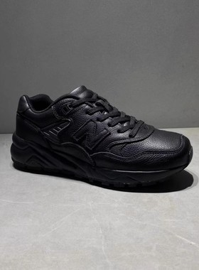 出口尾货秋冬头层牛皮运动休闲男鞋N580慢跑鞋减震软底百搭跑步鞋