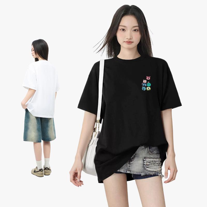莫小仙广州服饰有限公司2025年黑色宽松短袖T恤女bf慵懒风ins创意