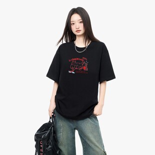 莫小仙广州服饰有限公司230g纯棉印花T恤女设计感小众美式 圆 短袖