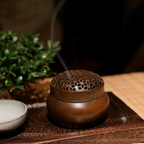 圆形纯铜手炉香道迷你室内香薰炉台湾紫铜檀香炉精品手工艺熏香炉