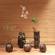 木质花瓶摆件 实木花插花器 台面小花瓶茶道零配 烧桐木花瓶 日式