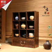 烧桐木九宫格博古架 古董架置物架茶道收纳摆件展示柜 实木多宝阁