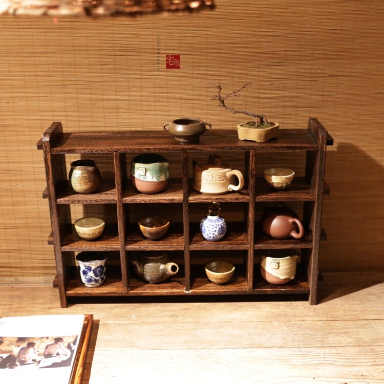 烧桐木多宝阁 实木多宝格博古架古董架置物架 茶道收纳摆件展示柜