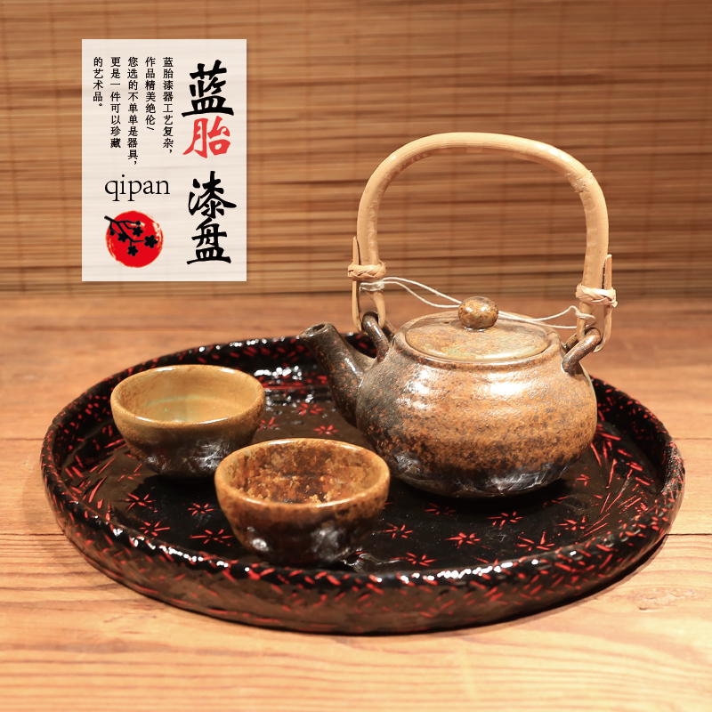 竹编家用圆形复古工艺日本茶杯托