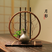 日式 饰品紫竹插花花器花插摆件茶道花入花篮手工竹编禅意花道摆设