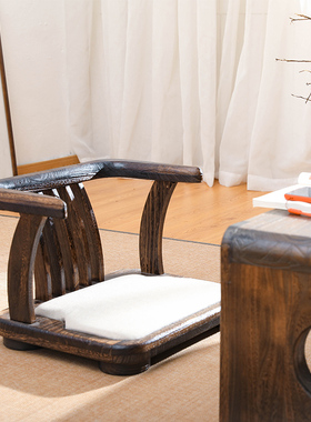 和风榻榻米实木靠背椅和室椅无腿椅床上凳子炕椅地板椅飘窗椅家具