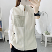 摇粒绒时尚 加绒马甲立领开衫 运动休闲抓绒衣外套 女装 2025春秋冬季