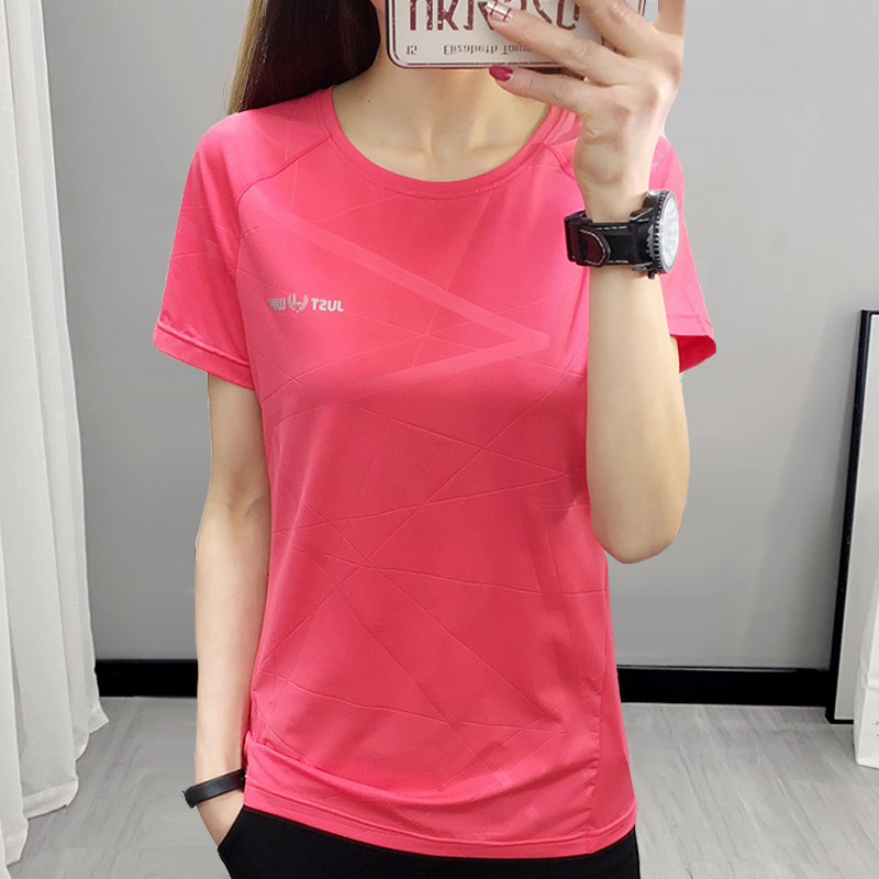 夏季运动短袖女速干透气大码宽松圆领T恤健身上衣跑步休闲衫半袖