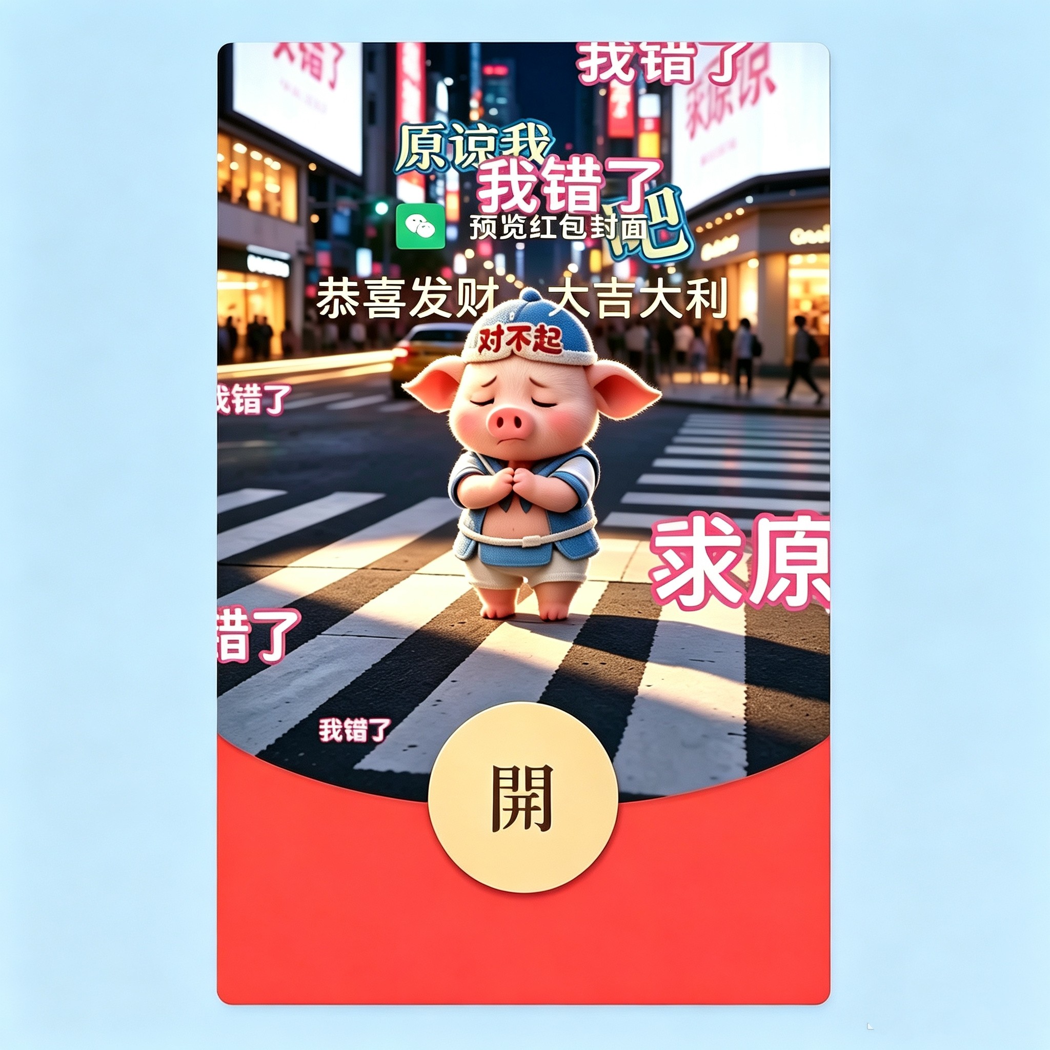 新款道歉专用/小猪猪对不起/我平面广告设计