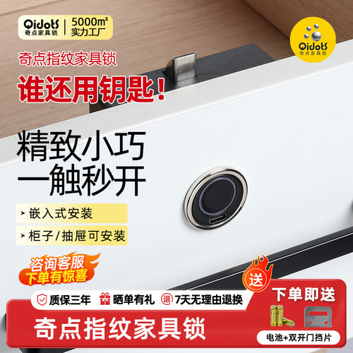 奇点F030嵌入式指纹柜锁双开门