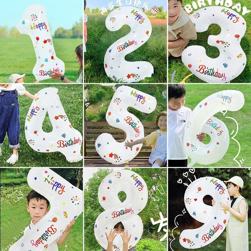 生日快乐数字铝膜气球大号宝宝周岁儿童派对布置装饰蛋糕拍照汽球
