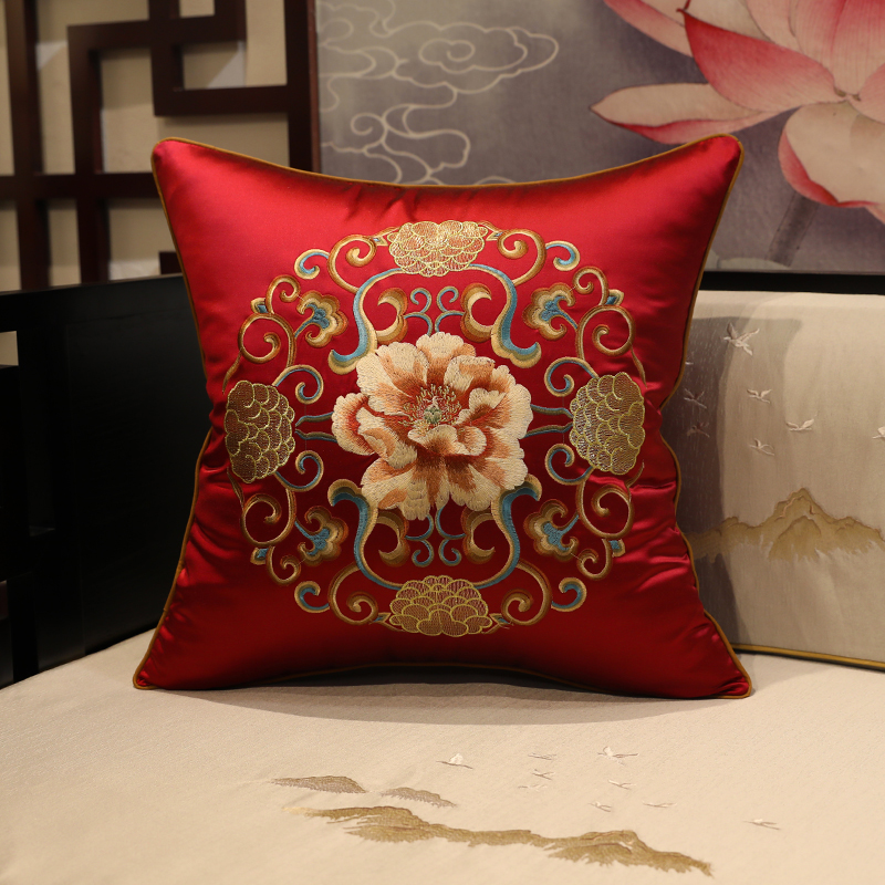 中式沙发杭州抱枕荣义刺绣靠垫