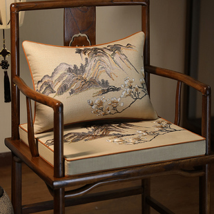 中式高端刺绣红木椅乳胶坐垫椅垫实木沙发垫圈椅太师椅茶椅主人椅