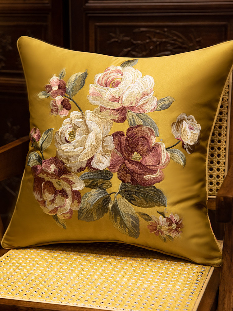 新中式抱枕沙发客厅靠枕套靠山枕办公室护腰枕靠垫含芯床头靠背垫