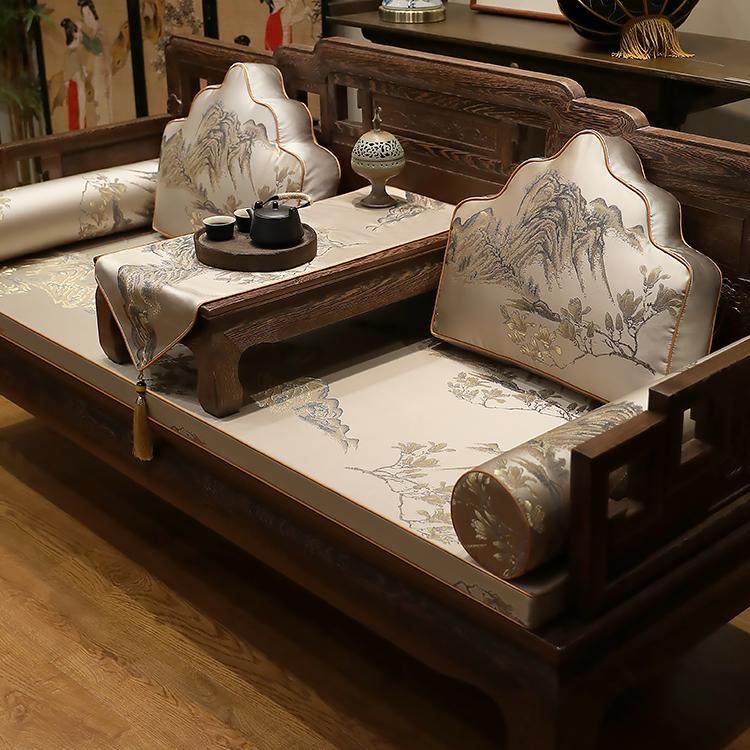 中式红木罗汉床垫子五件套红木沙发垫实木家俱专用坐垫套新款定制