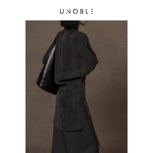 UNOBLE 气质绒感新中式衬衫女 高级感小众设计正反两穿半高领衬衣