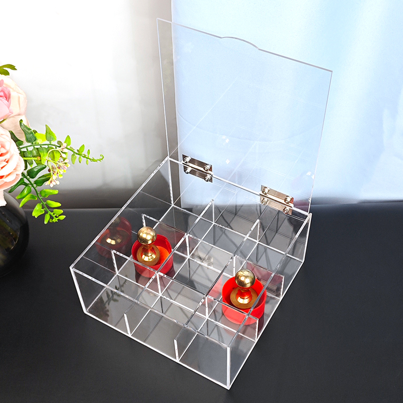 印章盒亚克力透明多格翻盖防尘