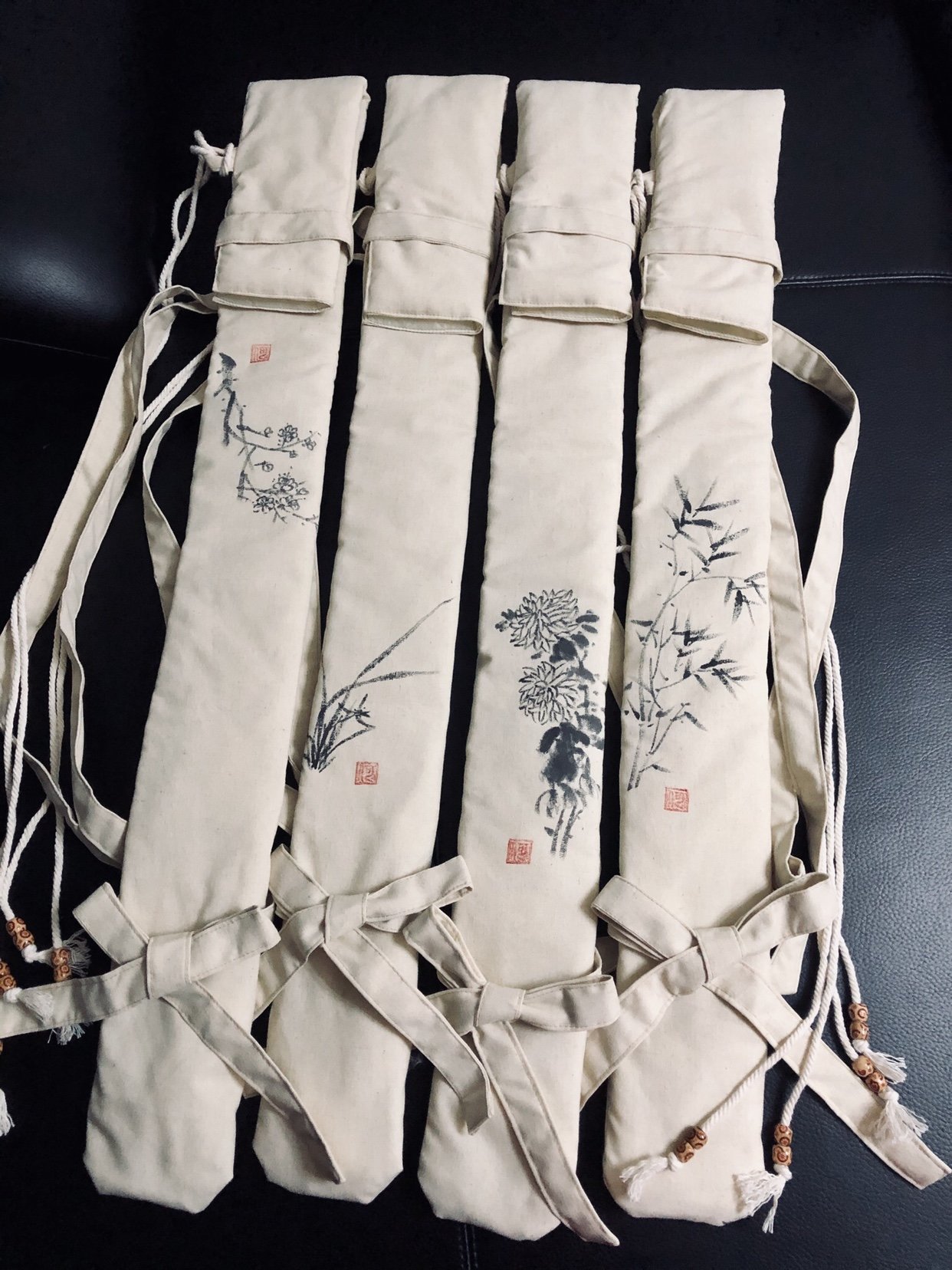 逸品小荷古风手绘棉麻二支装背带图片