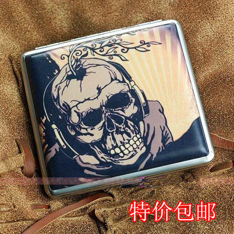 品牌双枪烟盒20支装超薄海盗PU烟夹男士便携收藏个性创意香菸盒子