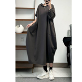 菲尔丹 秋冬连衣裙337 连帽卫衣裙 港风文艺范灯笼型宽松大版 长袖