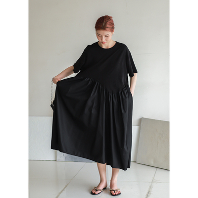 休闲百搭A字棉拼衬衫料纯色