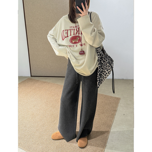 裤 长裤 脚边加固高密牙签细褶 直筒阔腿针织冬季 676 型好 菲尔丹