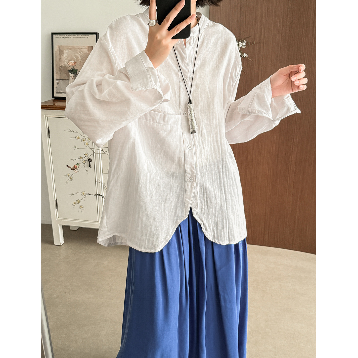 菲尔丹日系文艺风大口袋衬衫