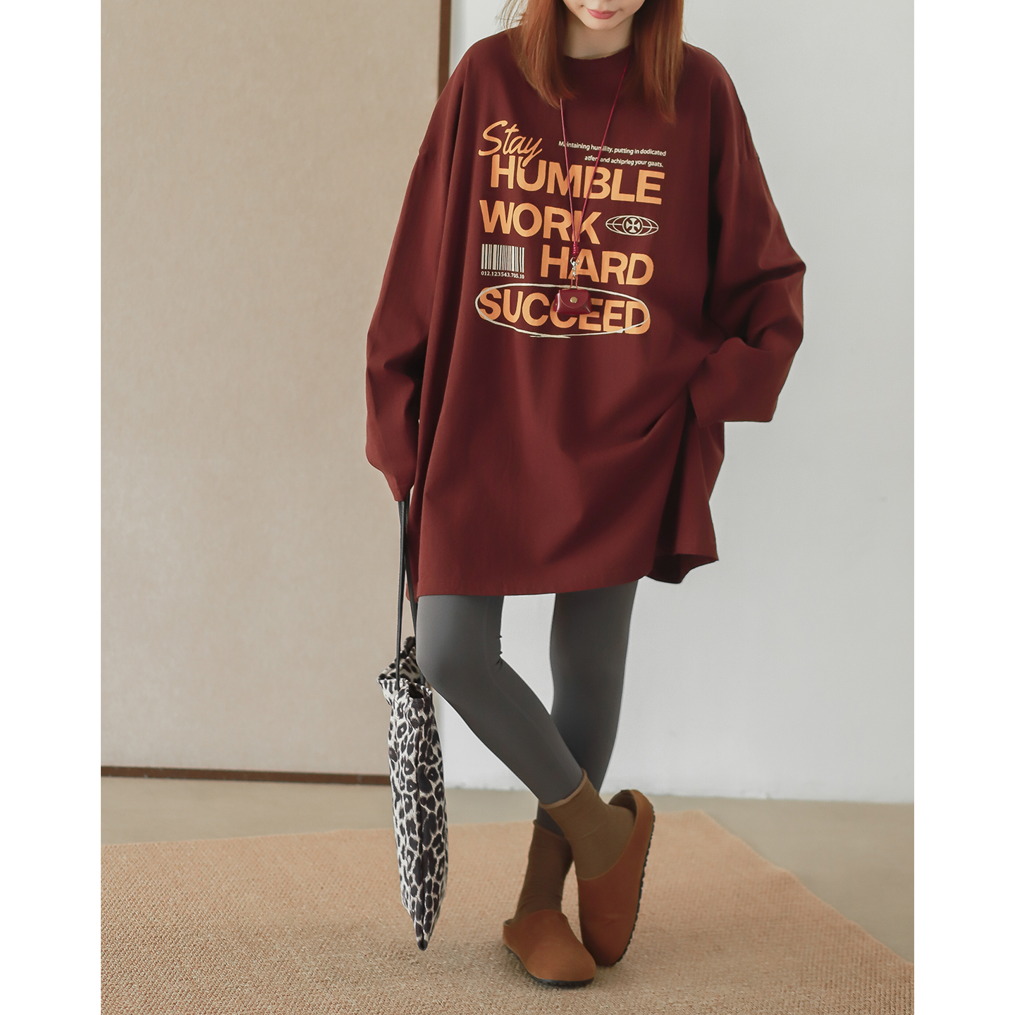 菲尔丹 港风字母廓形盖臀宽松大版纯棉套头长袖长款打底卫衣9620