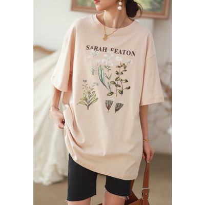 短袖休闲百搭薄印花棉