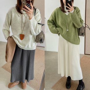 菲尔丹 柔软垂感弹力H秋冬打底百褶长裙916 巨显瘦细密百褶针织裙