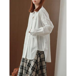 文艺范解构剪裁 衬衫 显瘦大版 长款 830 廓形单口袋宽松长袖 菲尔丹