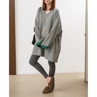 菲尔丹港风撞色V领针织棉卫衣