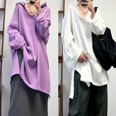 菲尔丹 卫衣331 连帽小圈卫衣棉低U领长袖 慵懒范 巨大件高个子长版