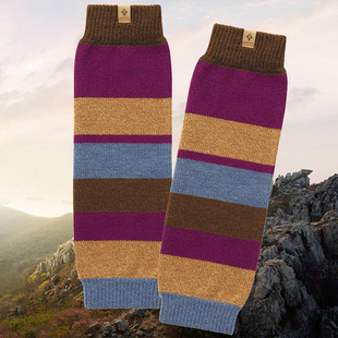 针织条纹保暖腿套女款 montbell日本2025年冬季 户外含羊毛袜套时尚