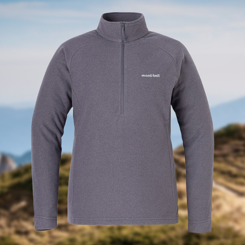 montbell2025年秋冬新款女半拉链立领抓绒衣保暖套头衫简约运动风