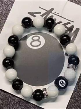 2026爆款台球黑八手链男款百搭不掉色手链超仙情侣款男女串珠手饰